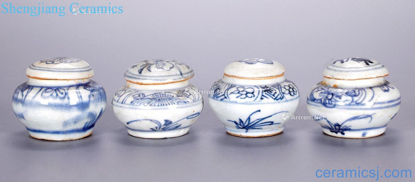 Ming blue and white canister (four)