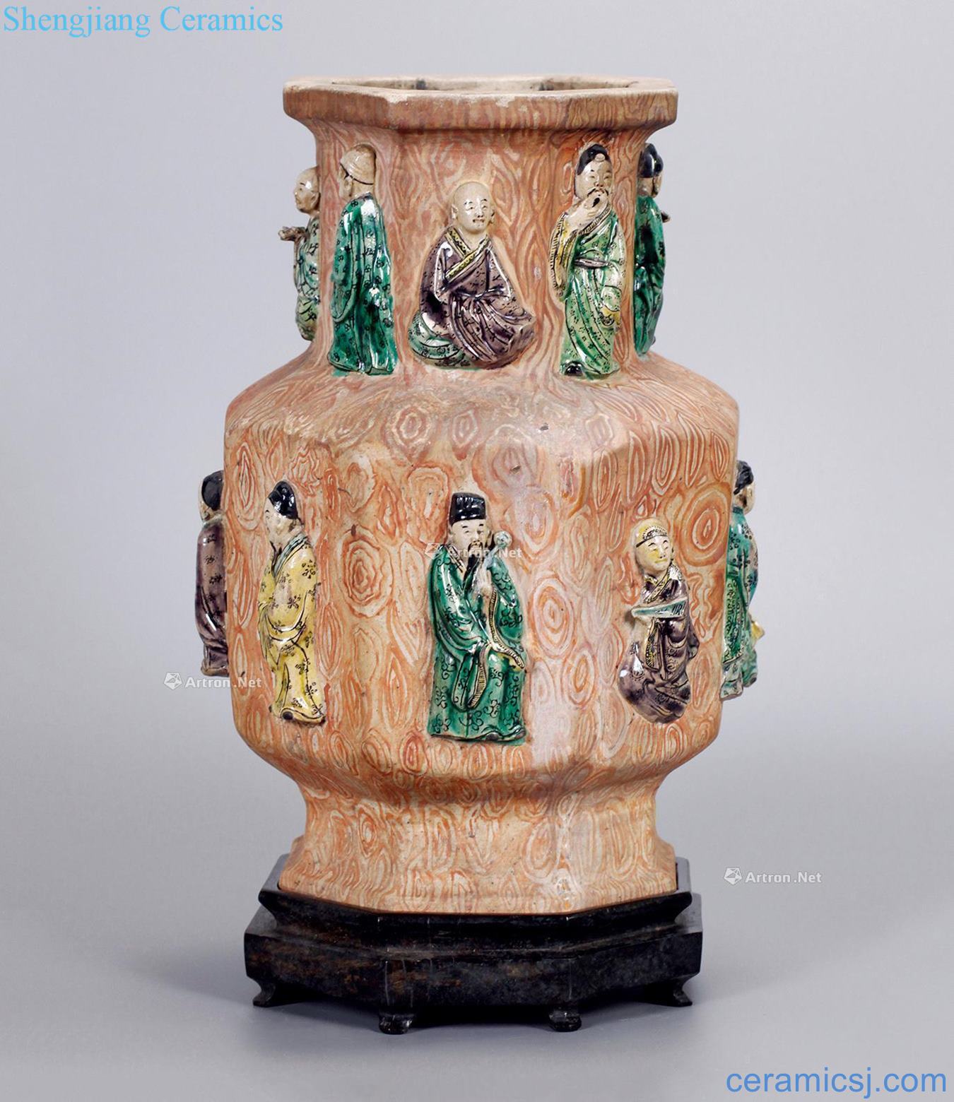 Tang three-color 18 arhats bottle