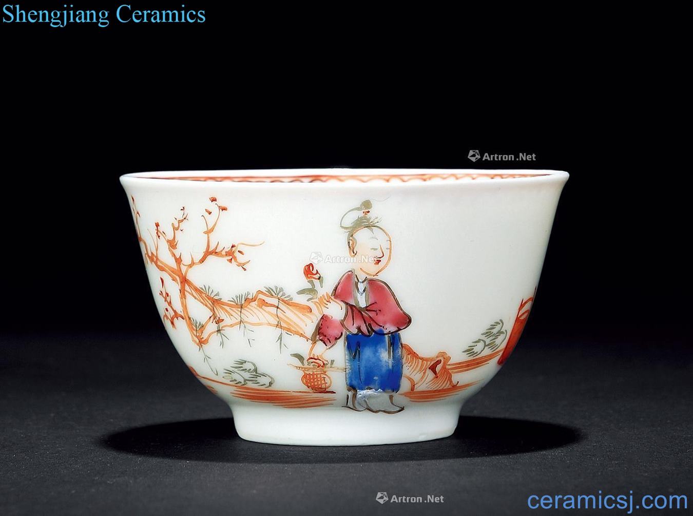 Qing yongzheng pastel character small cup