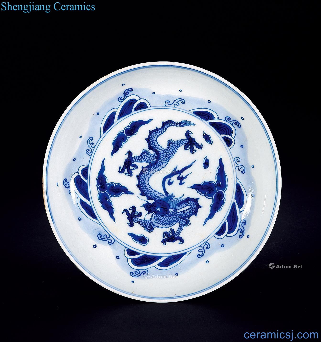 Qing yongzheng Blue sea YunLongWen plate