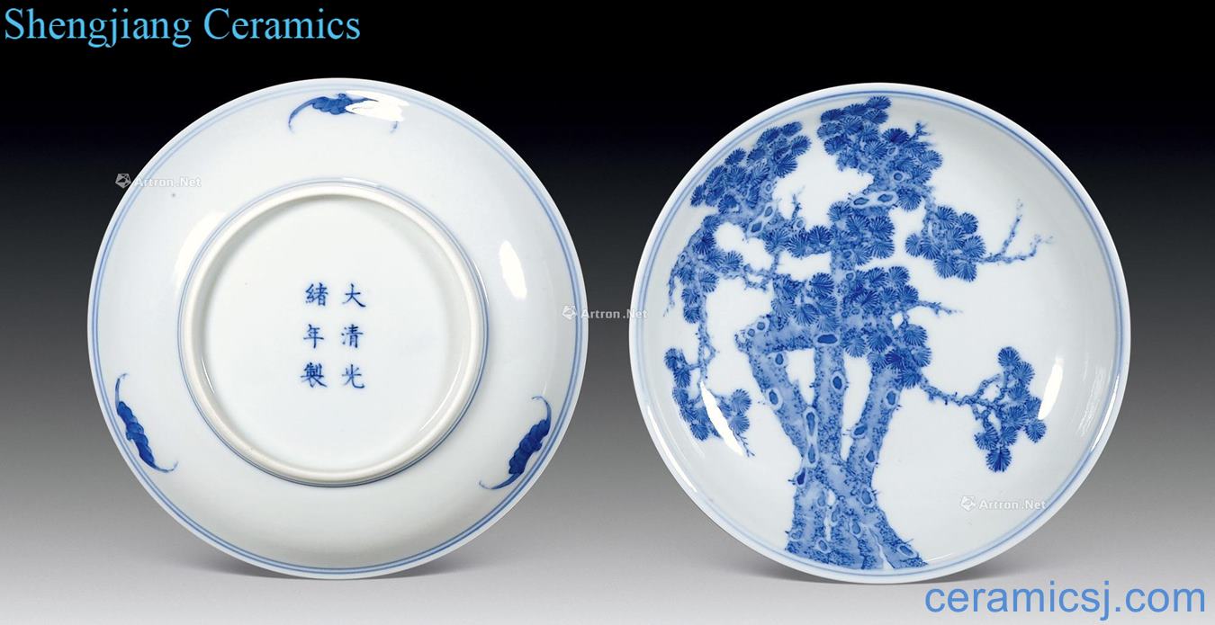 Qing guangxu Blue and white pines tray (a)