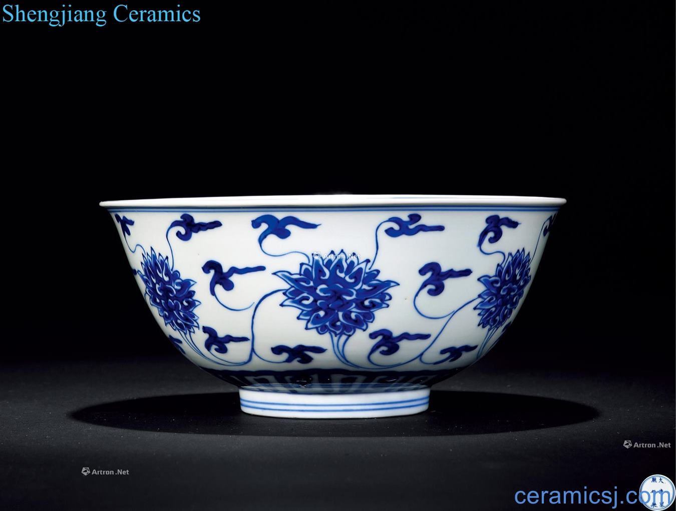 The qing emperor kangxi Blue and white lotus flower green-splashed bowls