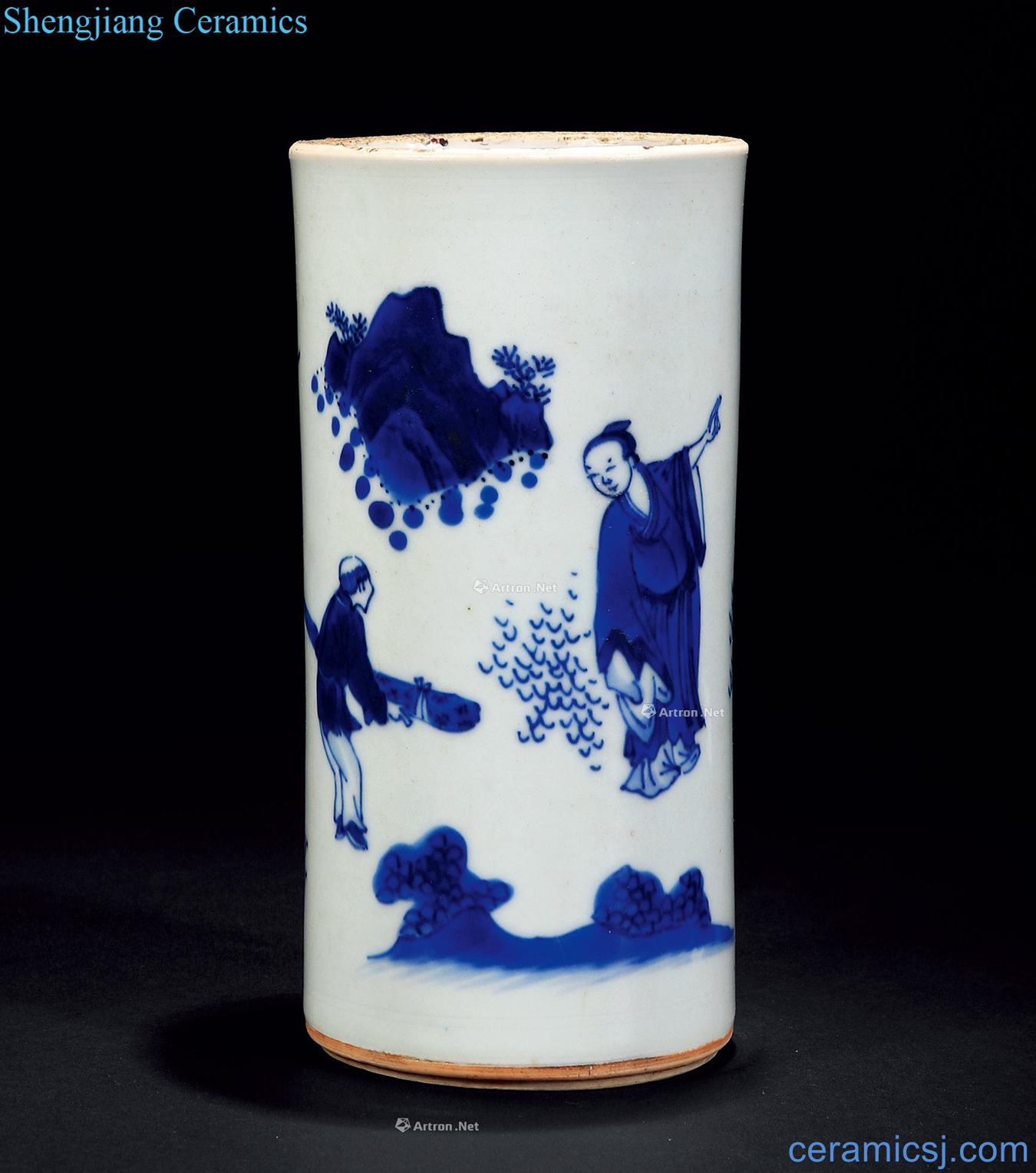 Ming chongzhen Blue and white up to brush pot