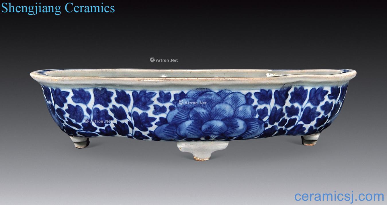 Mid qing Blue and white flower narcissus basin