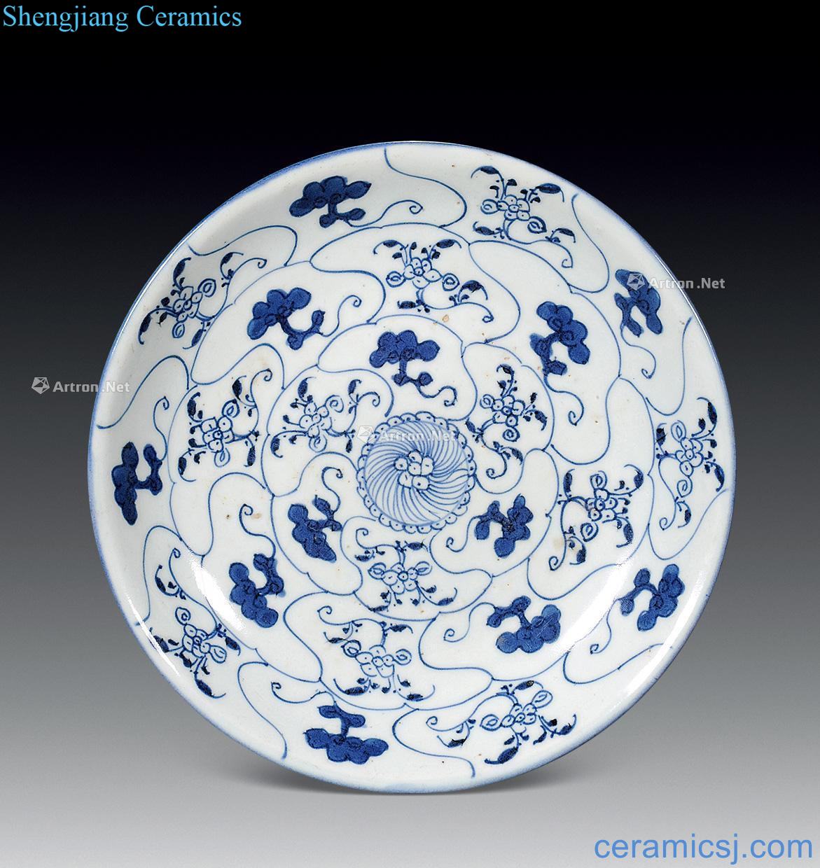 Qing qianlong Blue and white tie faceplate