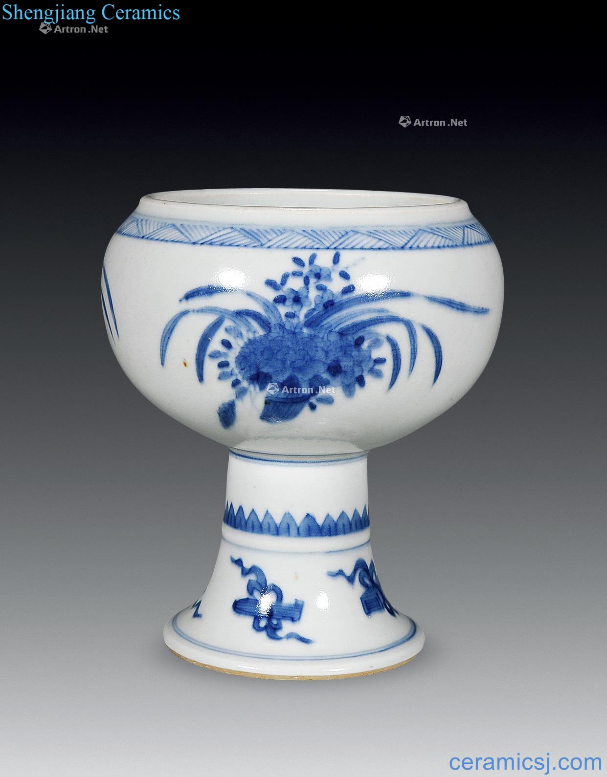Qing qianlong Blue and white flower water bowl