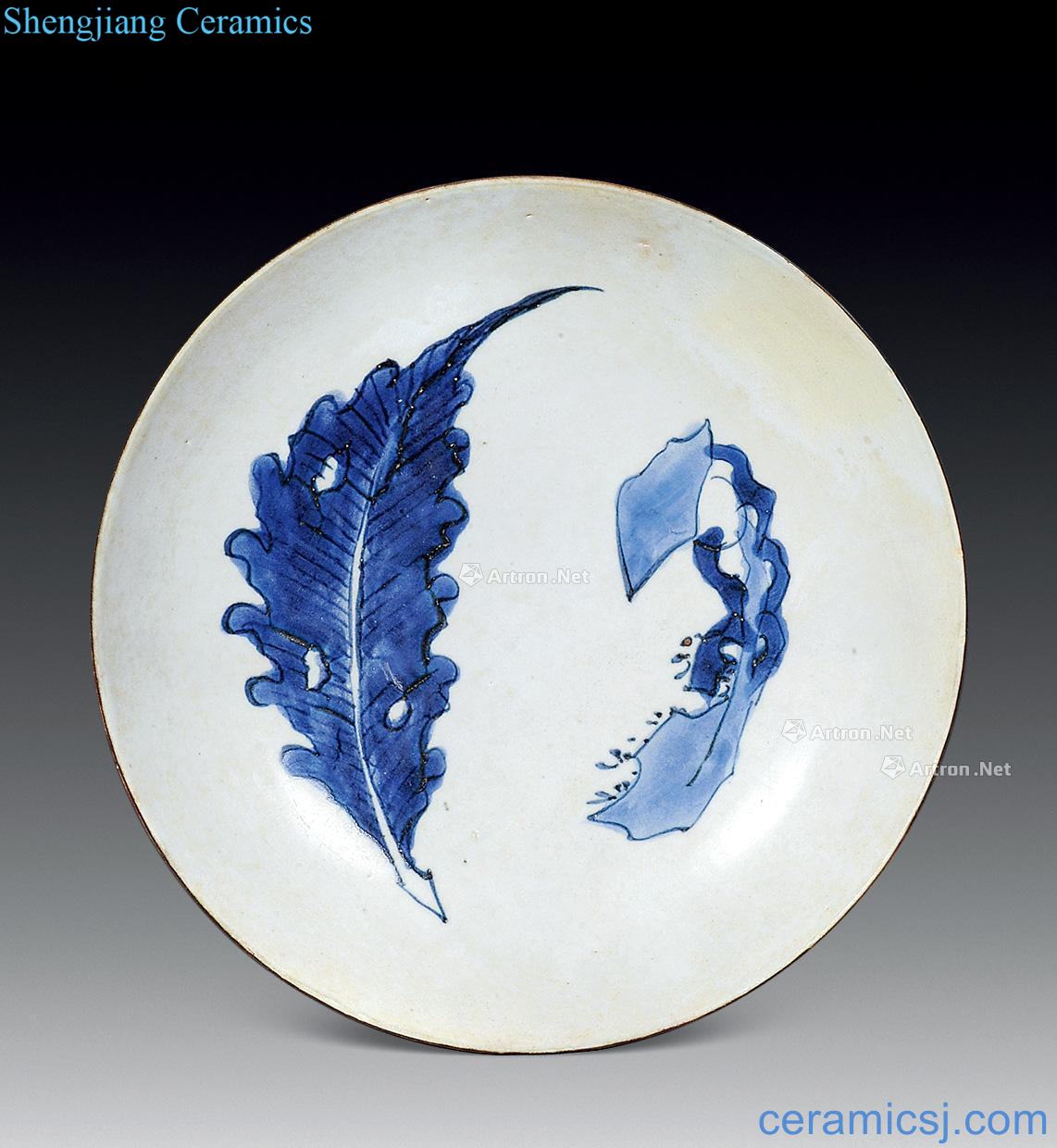 Qing shunzhi Blue and white leaf veins disc