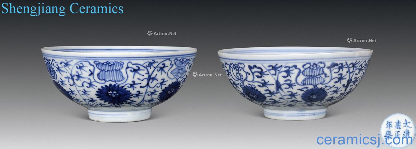 Qing yongzheng Blue and white tie up branch pattern bowl (a)