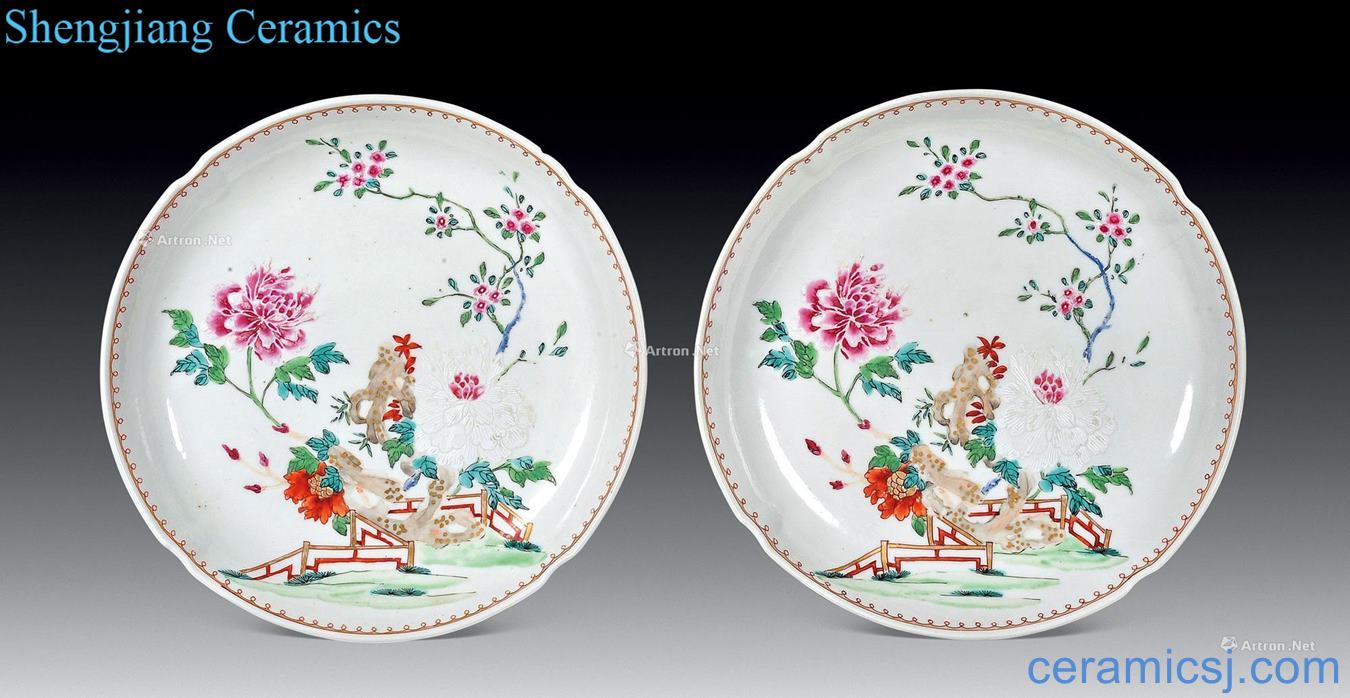 Qing qianlong pastel flowers plate (a)