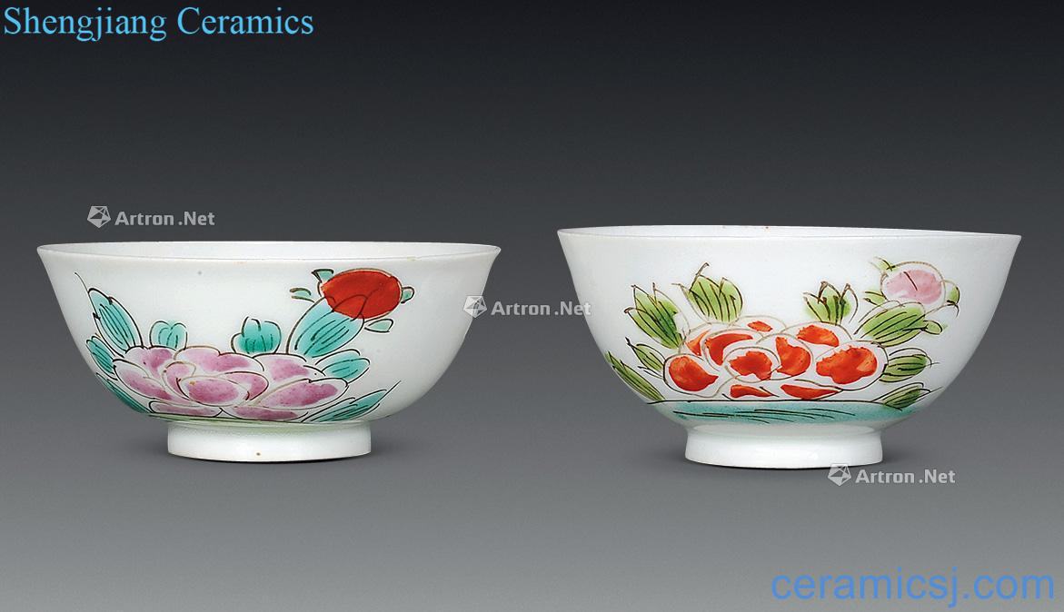 Qing qianlong pastel flowers small cup (a)