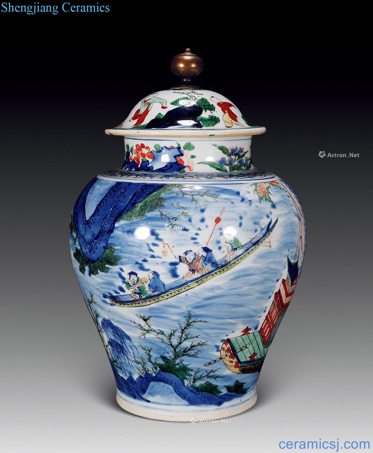 The late Ming dynasty Add landscape general character canister
