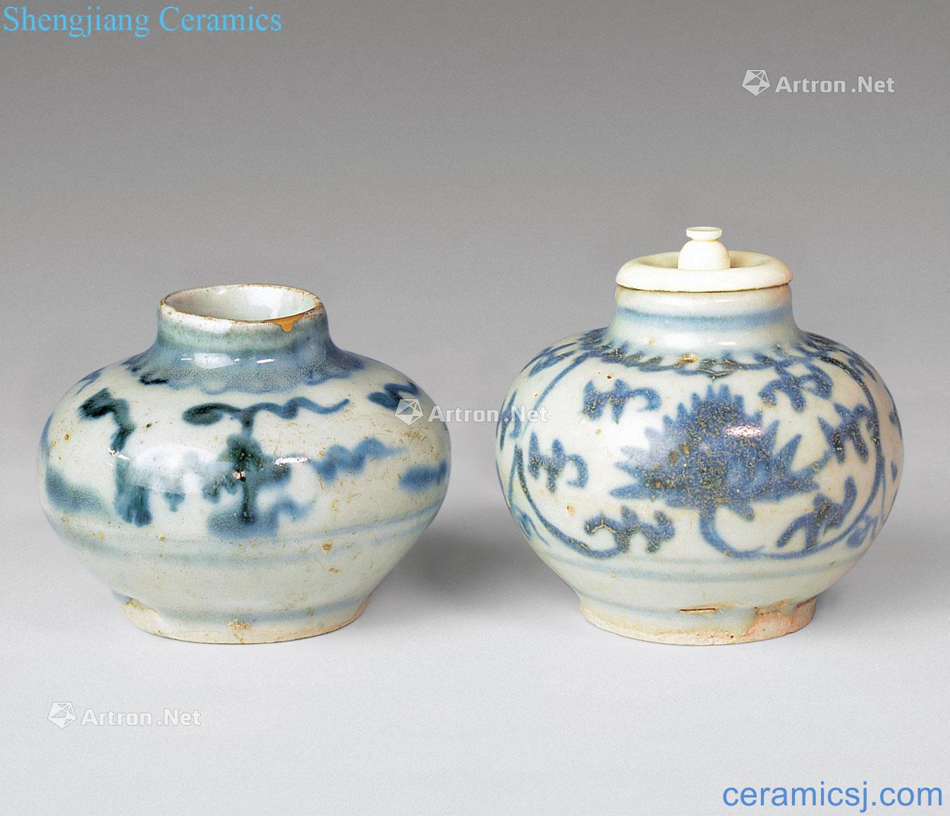 In the Ming dynasty Blue and white flower grain caddy (two groups)
