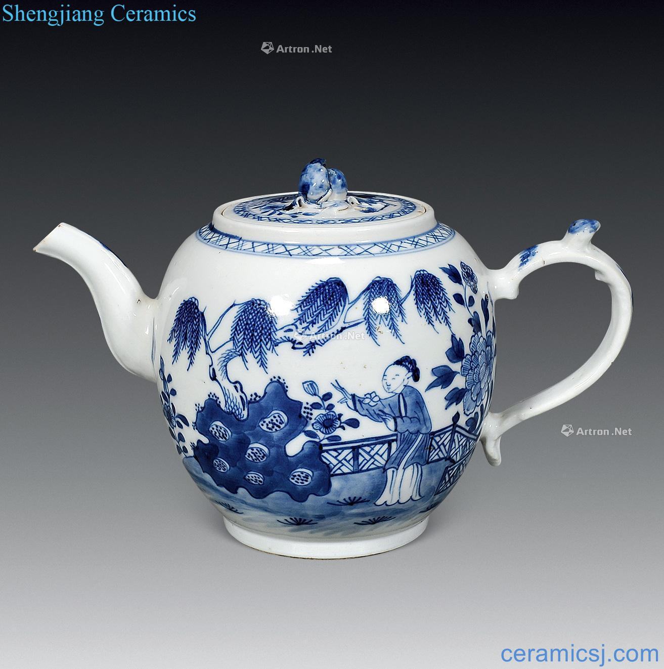 Qing qianlong Blue and white characters pot