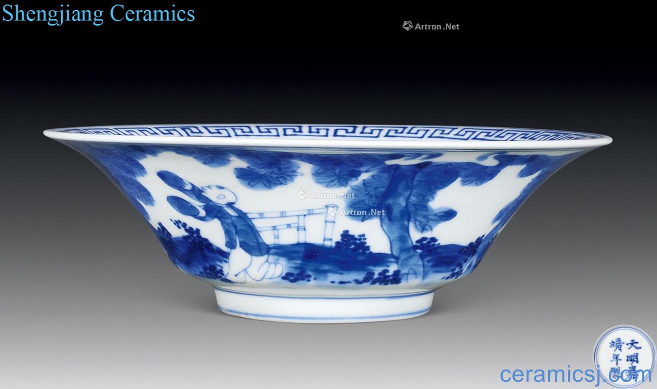 The qing emperor kangxi Blue and white characters bowl