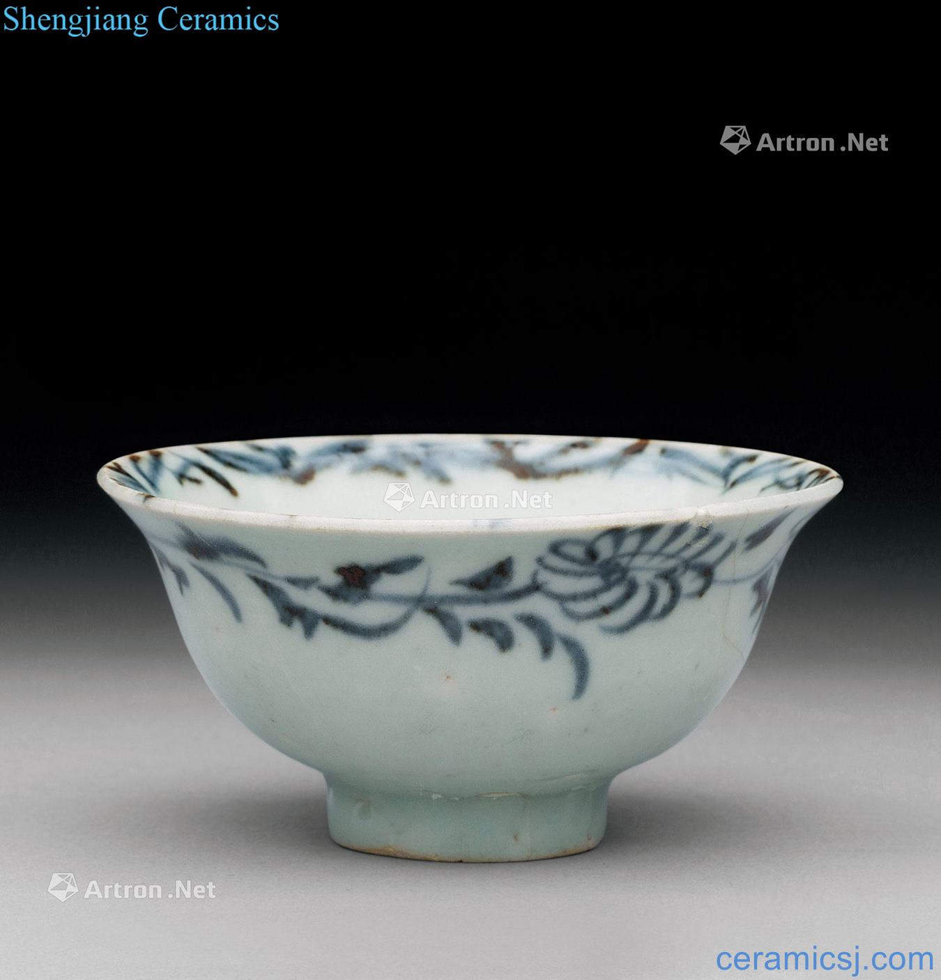 The yuan dynasty Blue and white flower grain small cup