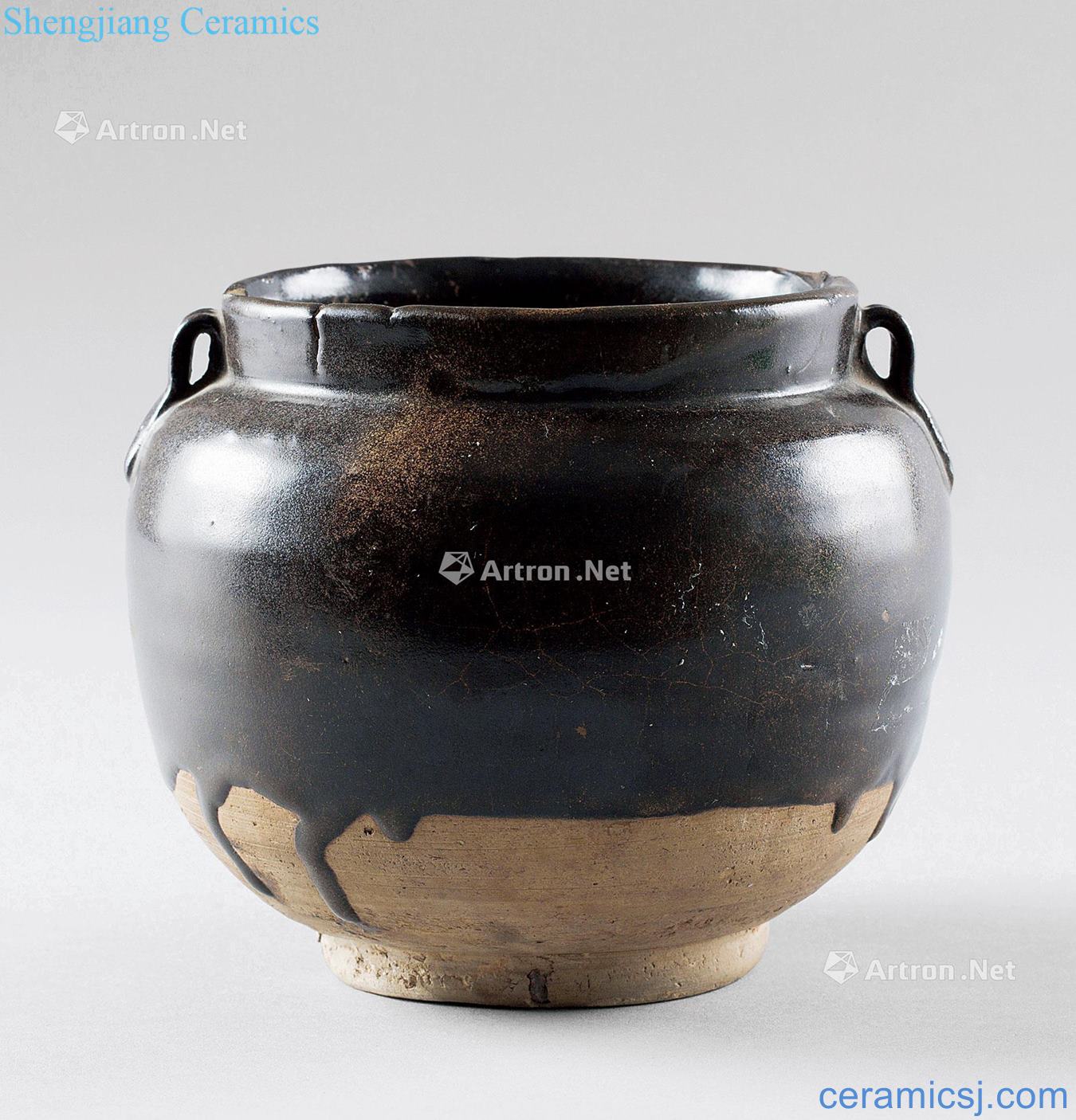 The song dynasty black glaze double 繋 cans