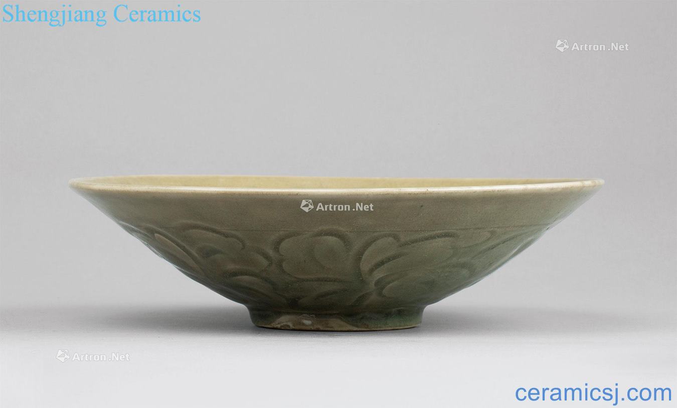 Northern song dynasty Yao state kiln carved horn full moon green-splashed bowls