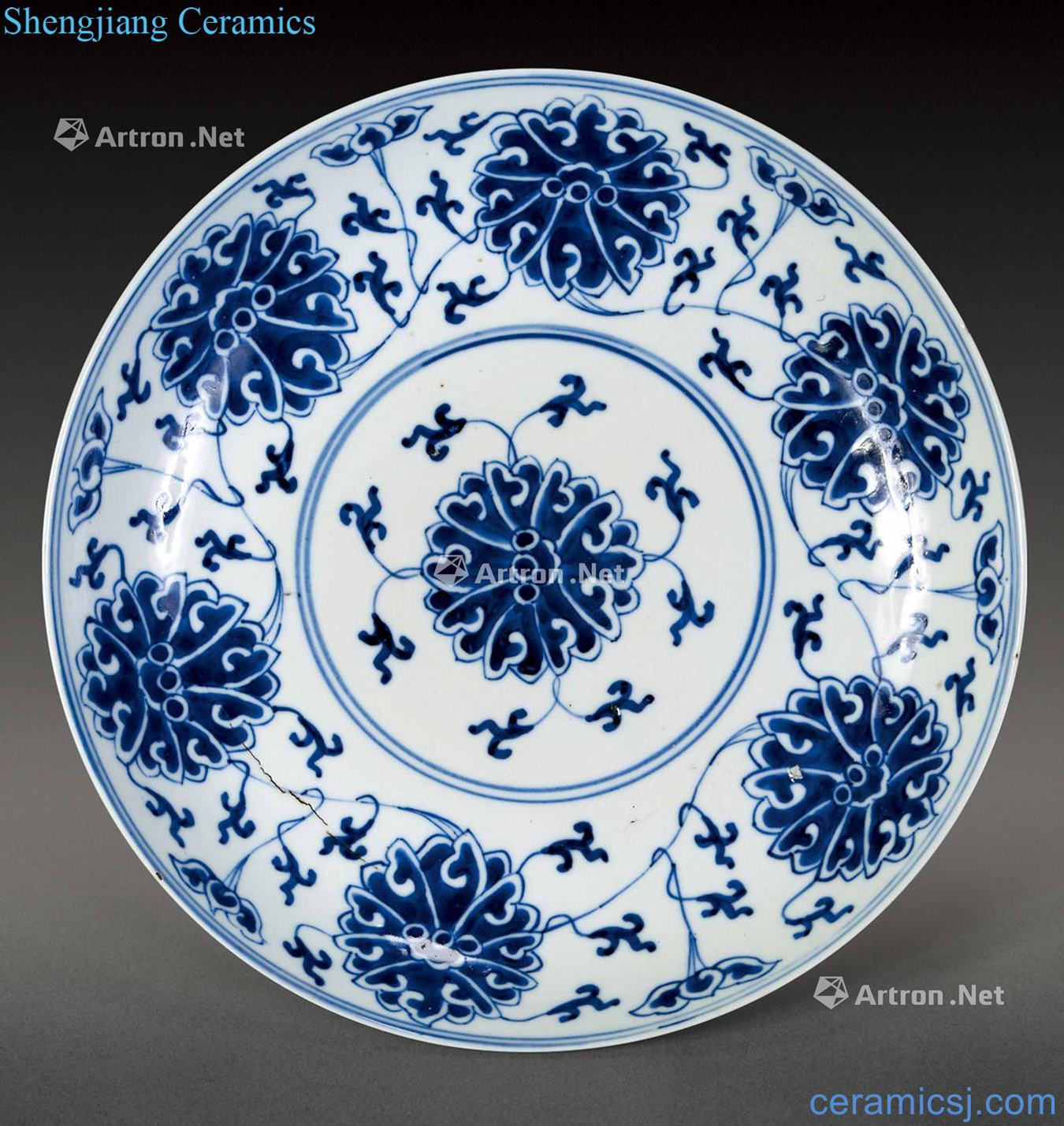 Qing guangxu Blue and white flower tray