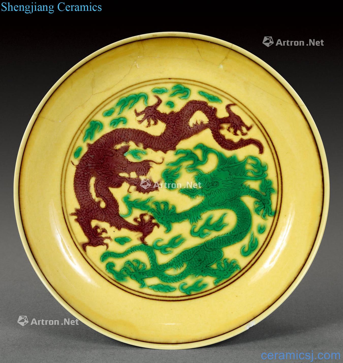 The qing emperor kangxi Yellow ochre and green longpan