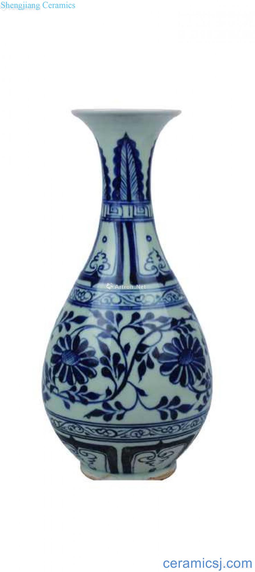 Blue and white flower grain okho spring bottle wrapped branches