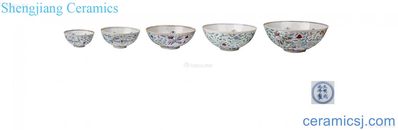Fight colourful feng wear branch flowers green-splashed bowls