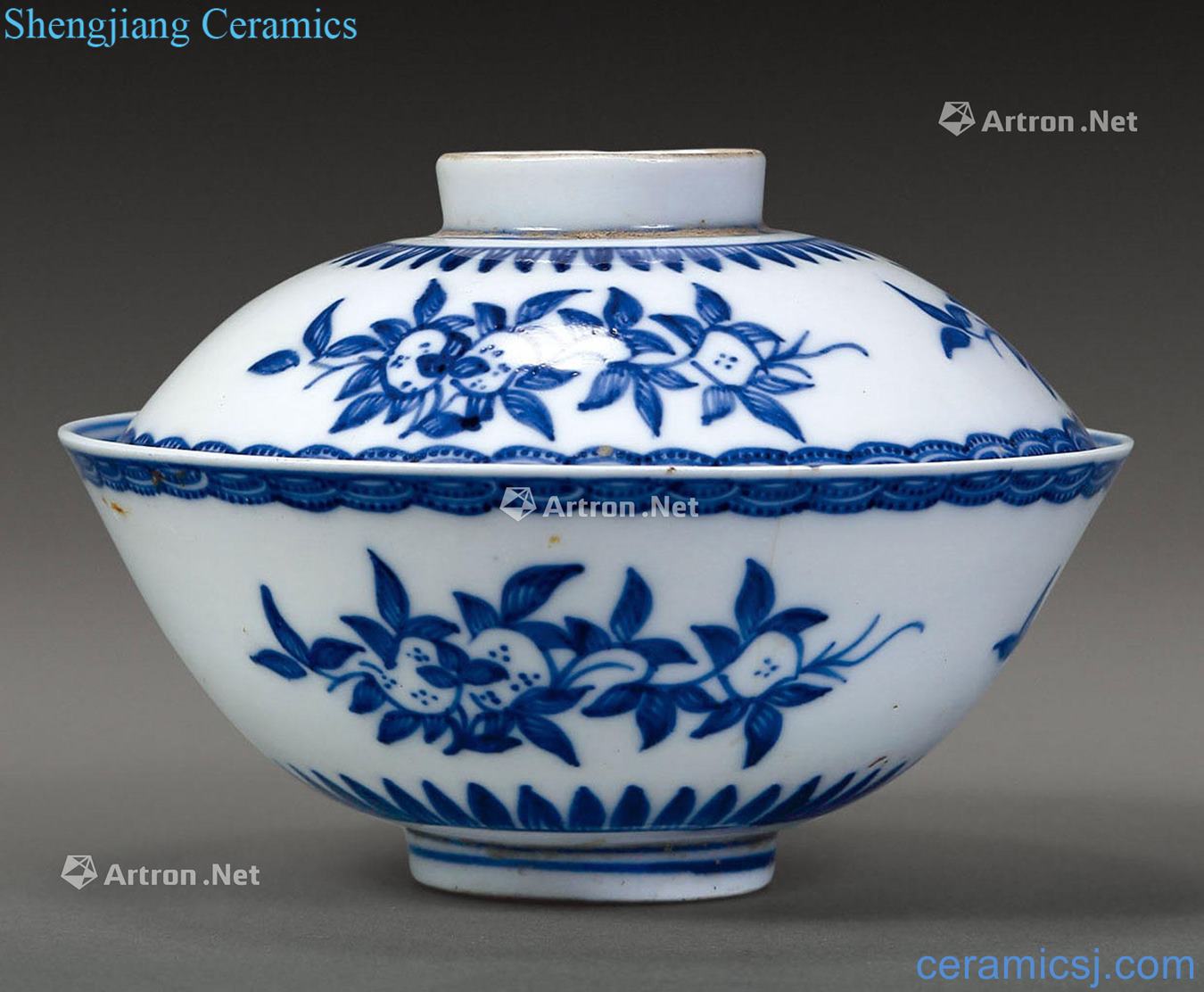 Qing qianlong Blue and white three fruit tureen