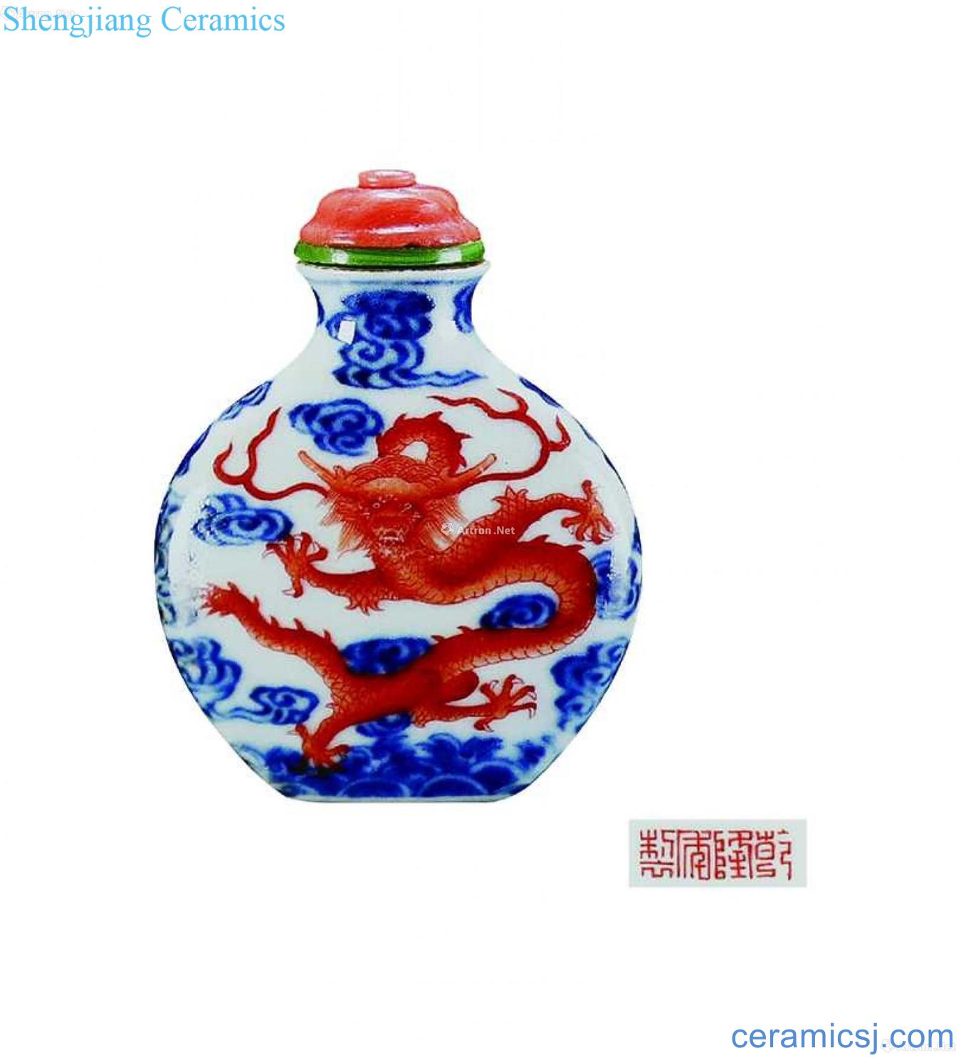 Blue and white alum red dragon grain pipes