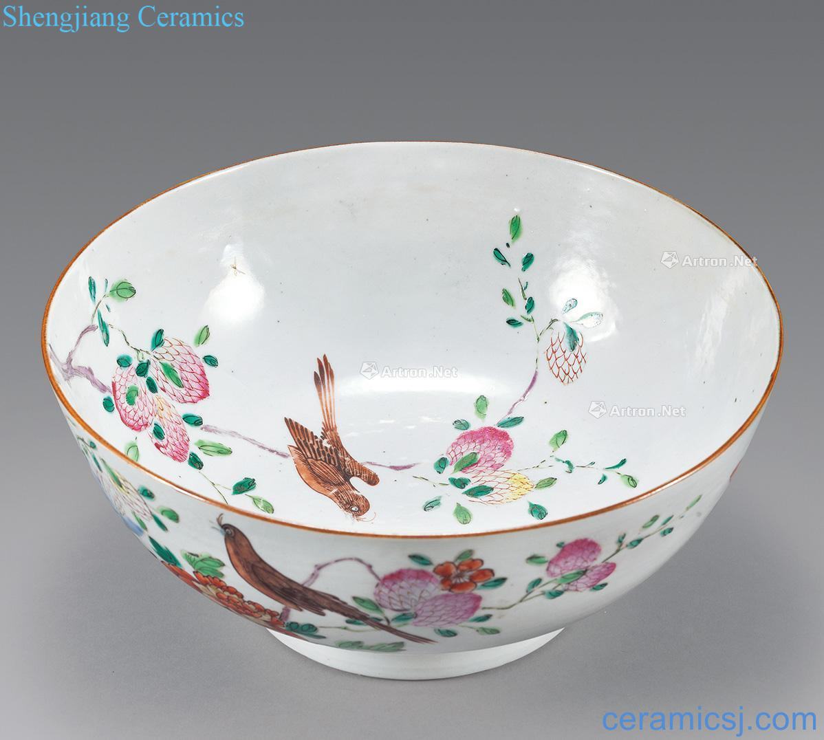 Clear pastel branch magpie on branch lines large bowl