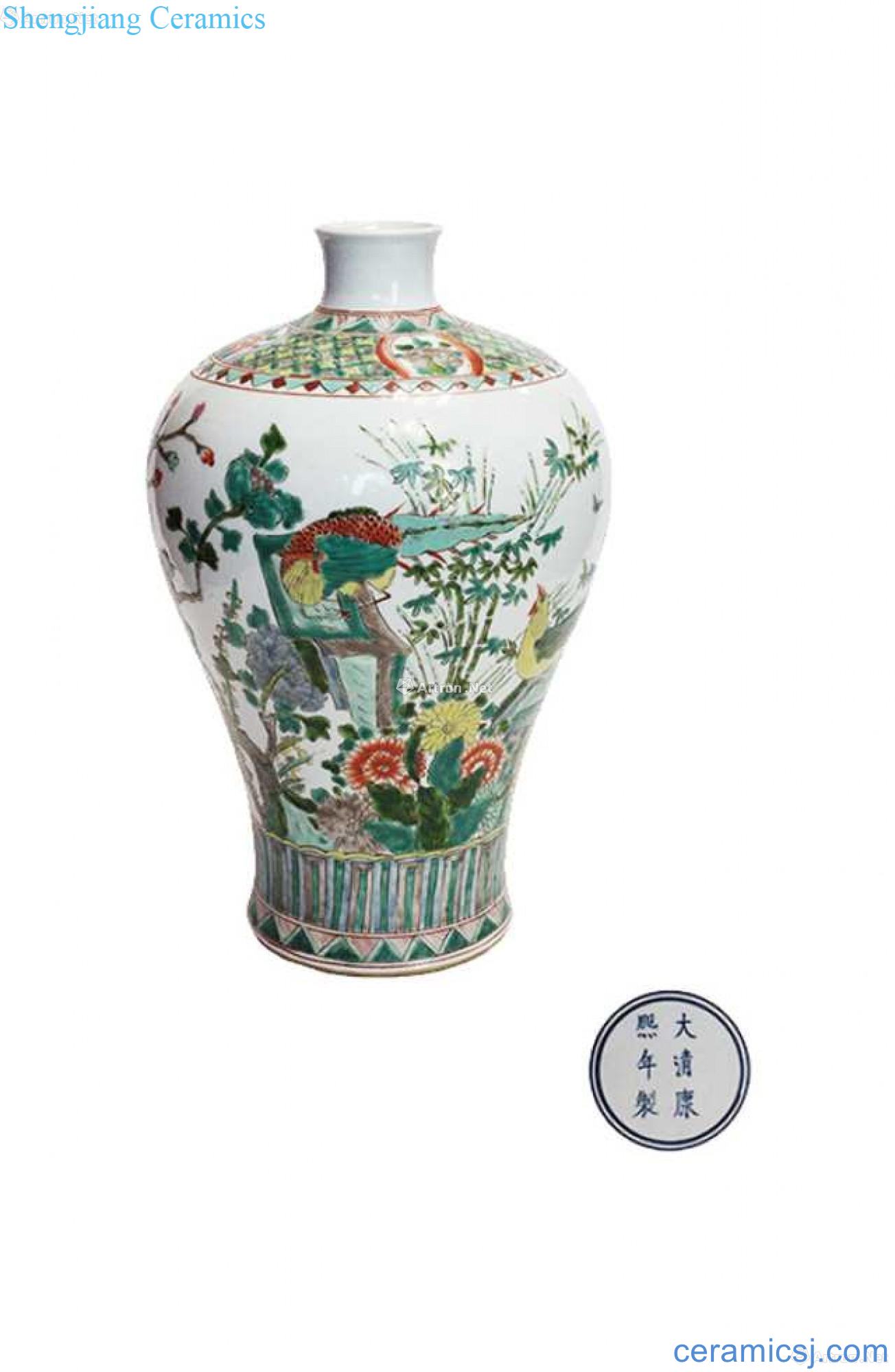 Colorful flowers and birds decorative bottle