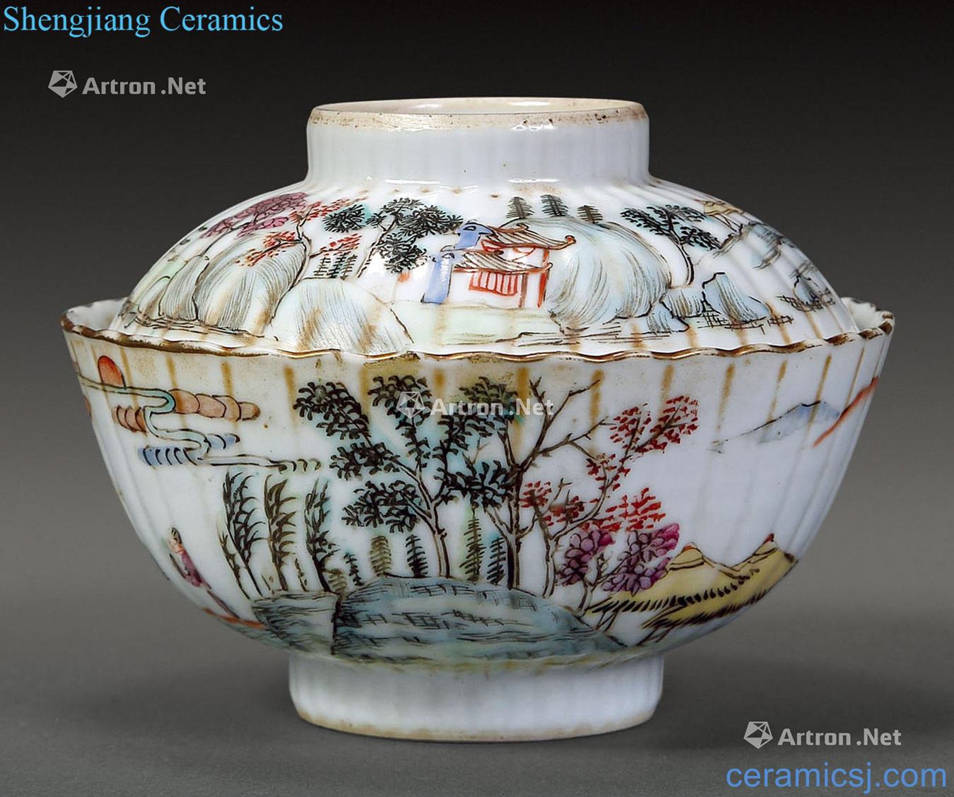 Dajing tureen pastel landscape characters