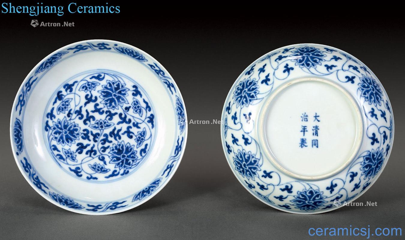 dajing Blue and white tie up lotus flower tray (2)