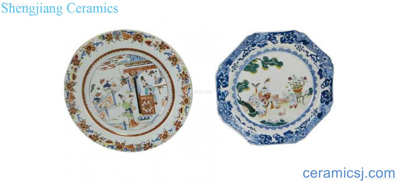 Stories of blue and white enamel, alum red add figure