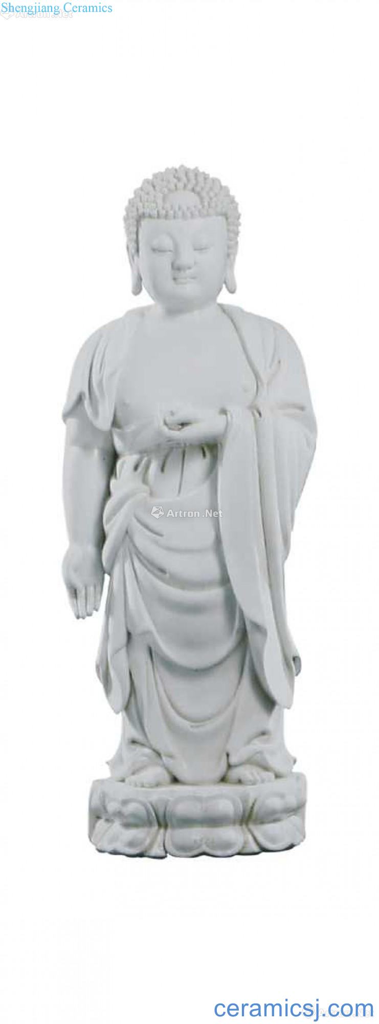 Dehua white porcelain "sakyamuni Buddha" stands resemble