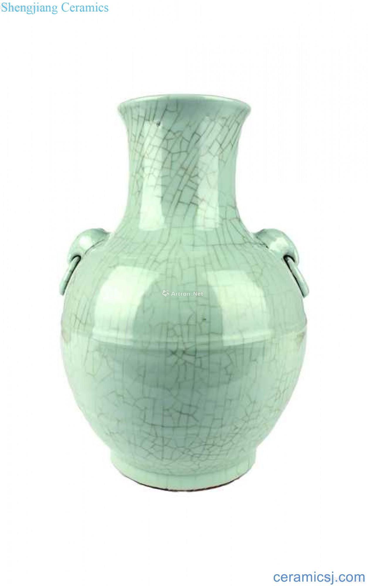 Green glaze open ears bit ring straight mouth bottle