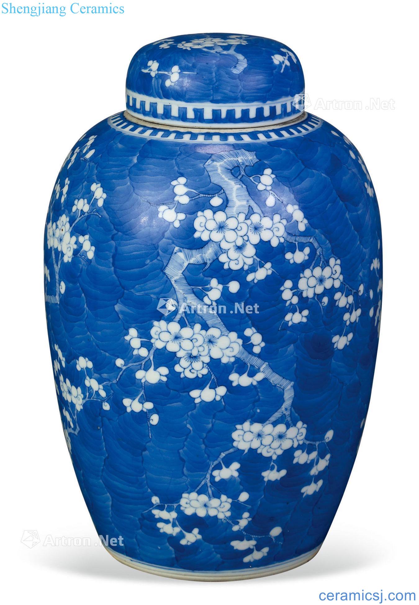 qing Blue and white ice may cover tank