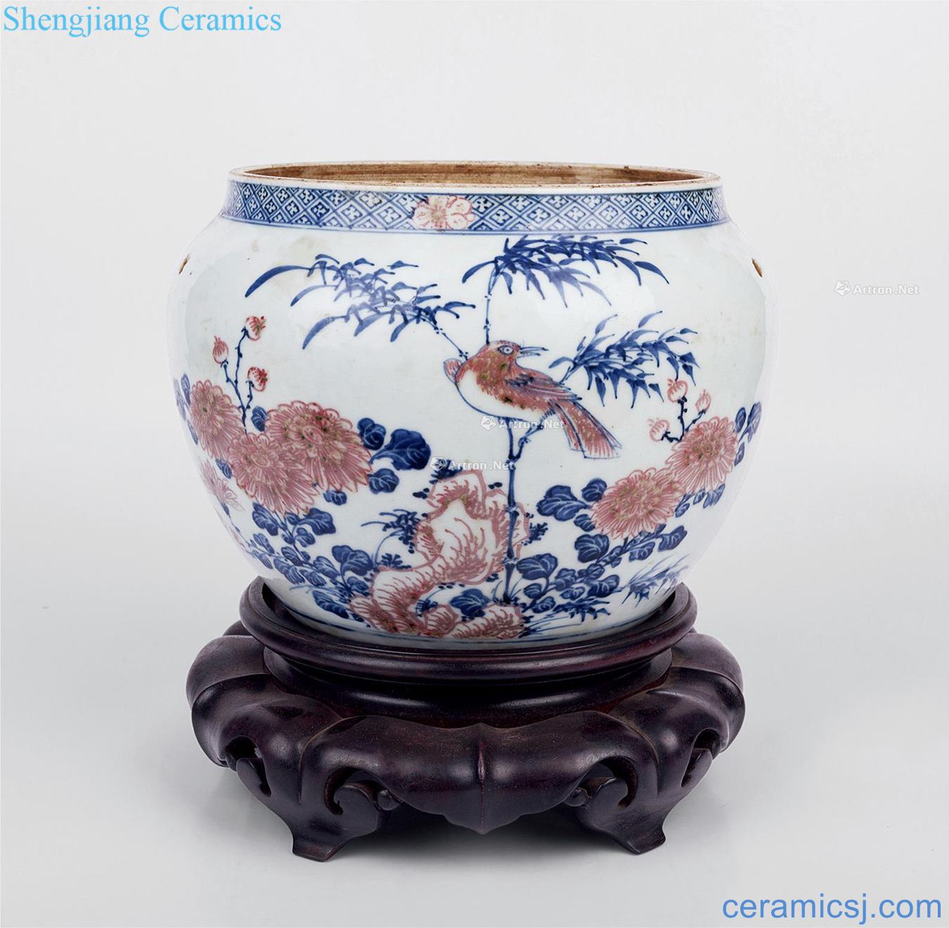 The qing emperor kangxi Blue and white youligong flower porridge pot