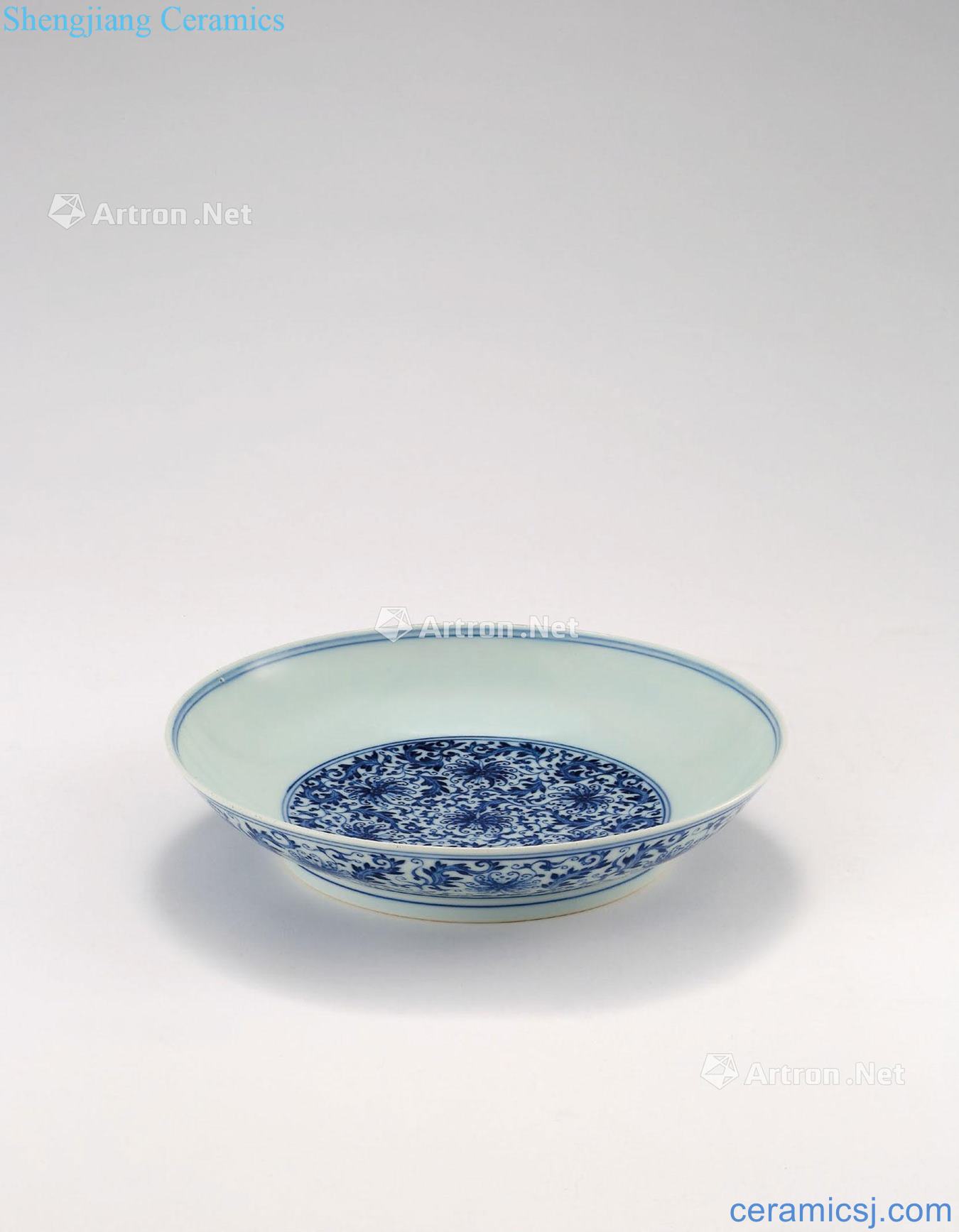 Qing yongzheng Blue and white flower tray