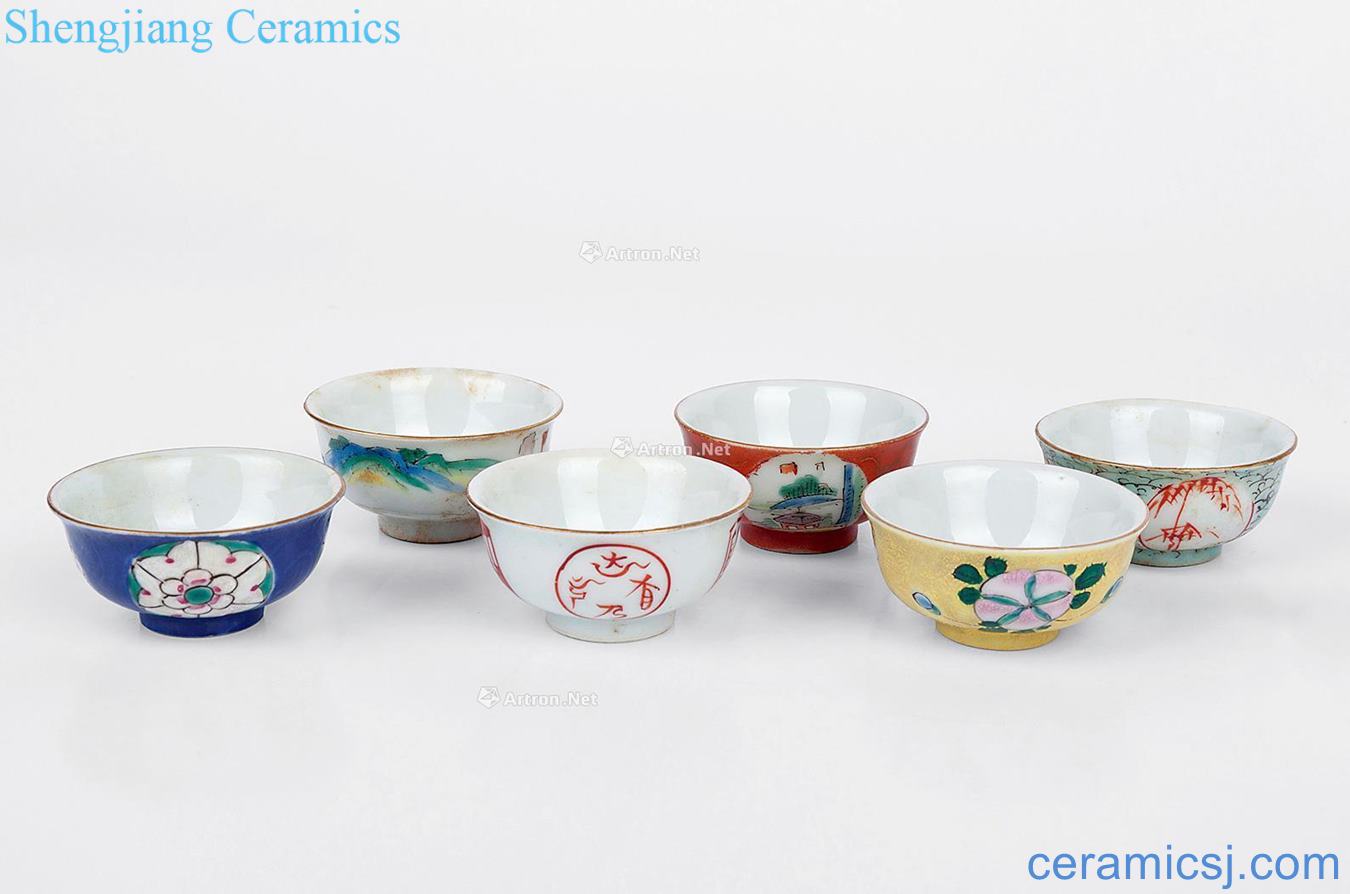 In the qing dynasty famille rose medallion flowers small cup (6)