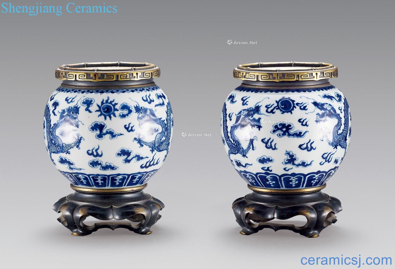 Qing guangxu Blue and white YunLongWen vase (a)