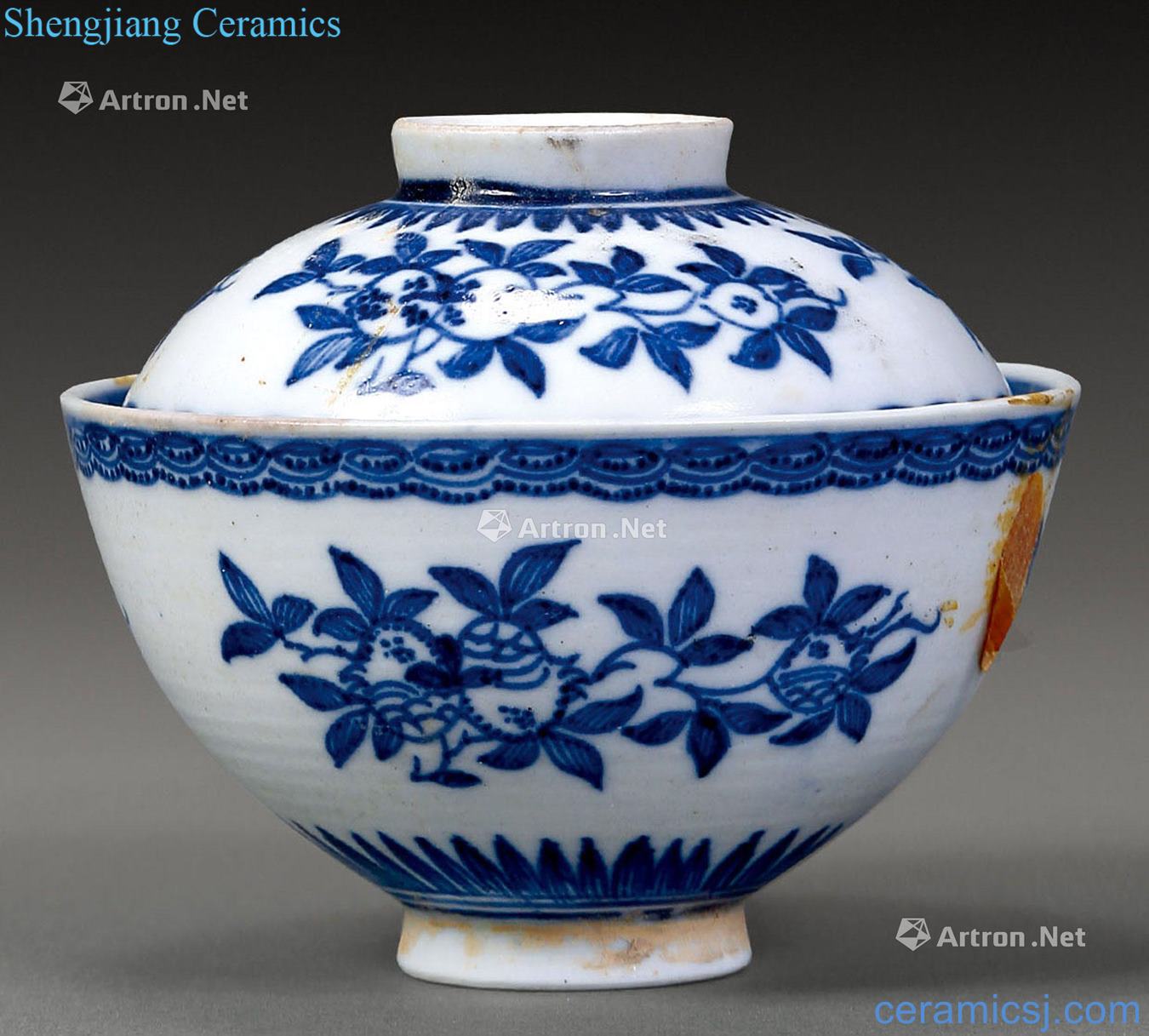 Qing qianlong Blue and white three fruit tureen