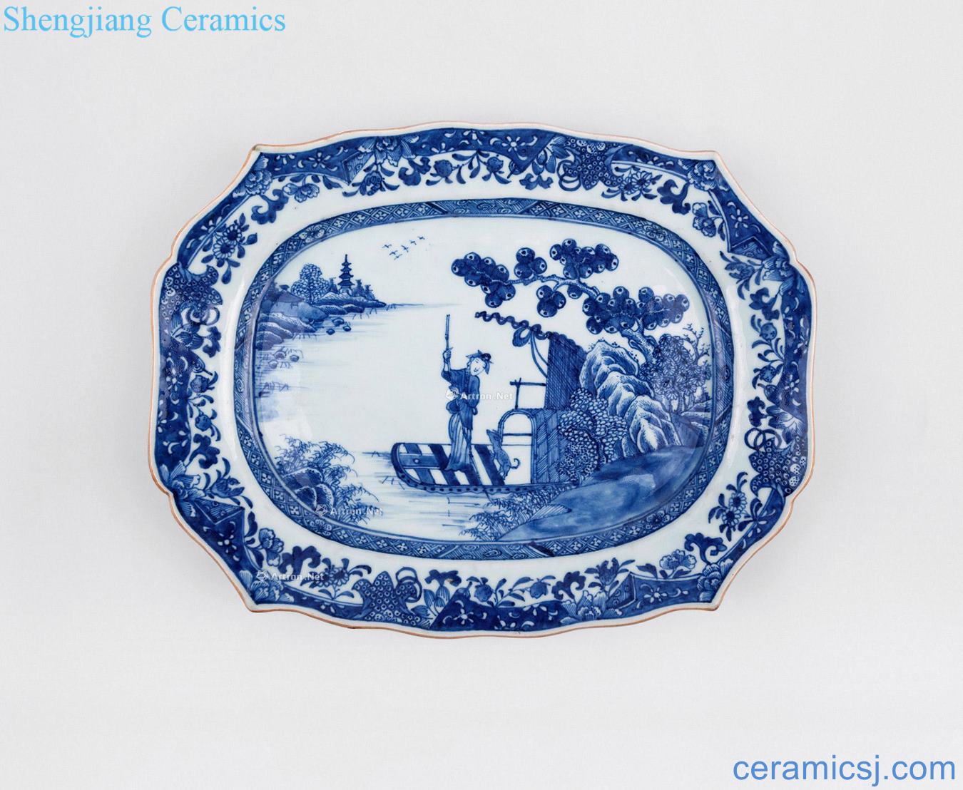 Qing qianlong Blue and white landscape character