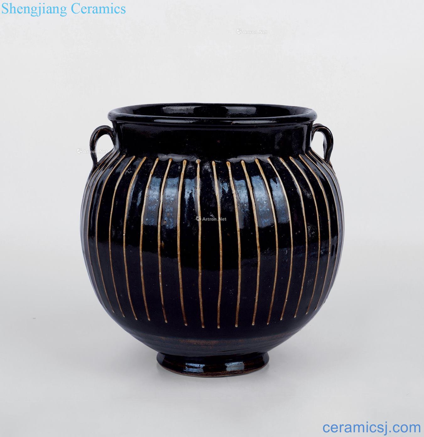 The yuan dynasty black glaze line cans