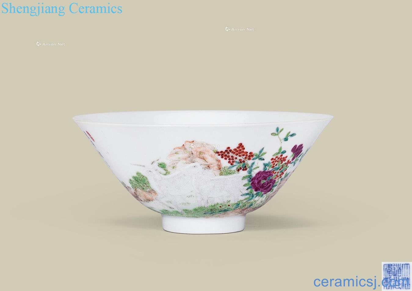 Qing light pastel drive poem three Yang kaitai, dai li type bowl