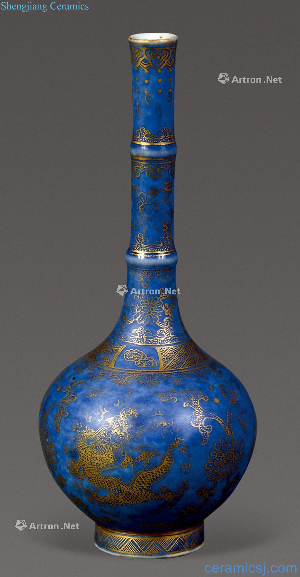 Clear the blue glaze colour yunlong straight flask