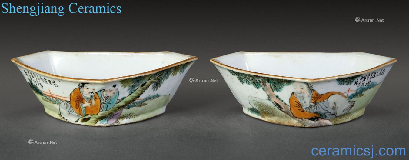 Qing guangxu Shallow purple colour character bowl (2)