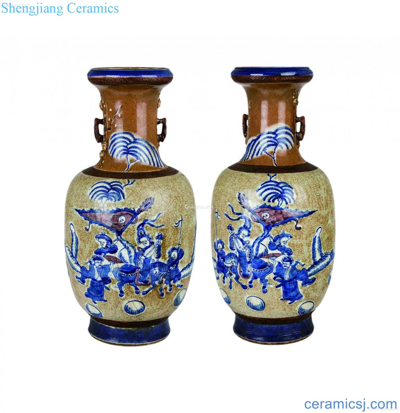 The elder brother of the glaze porcelain youligong zhaojun fill wash mouth with a pair of bottle