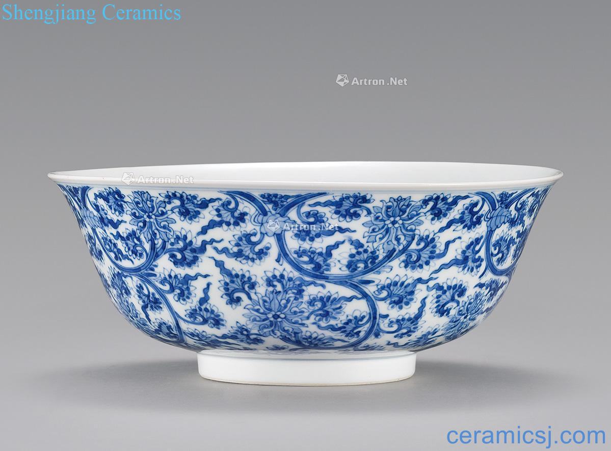 qing Blue and white lotus flower grain big bowl