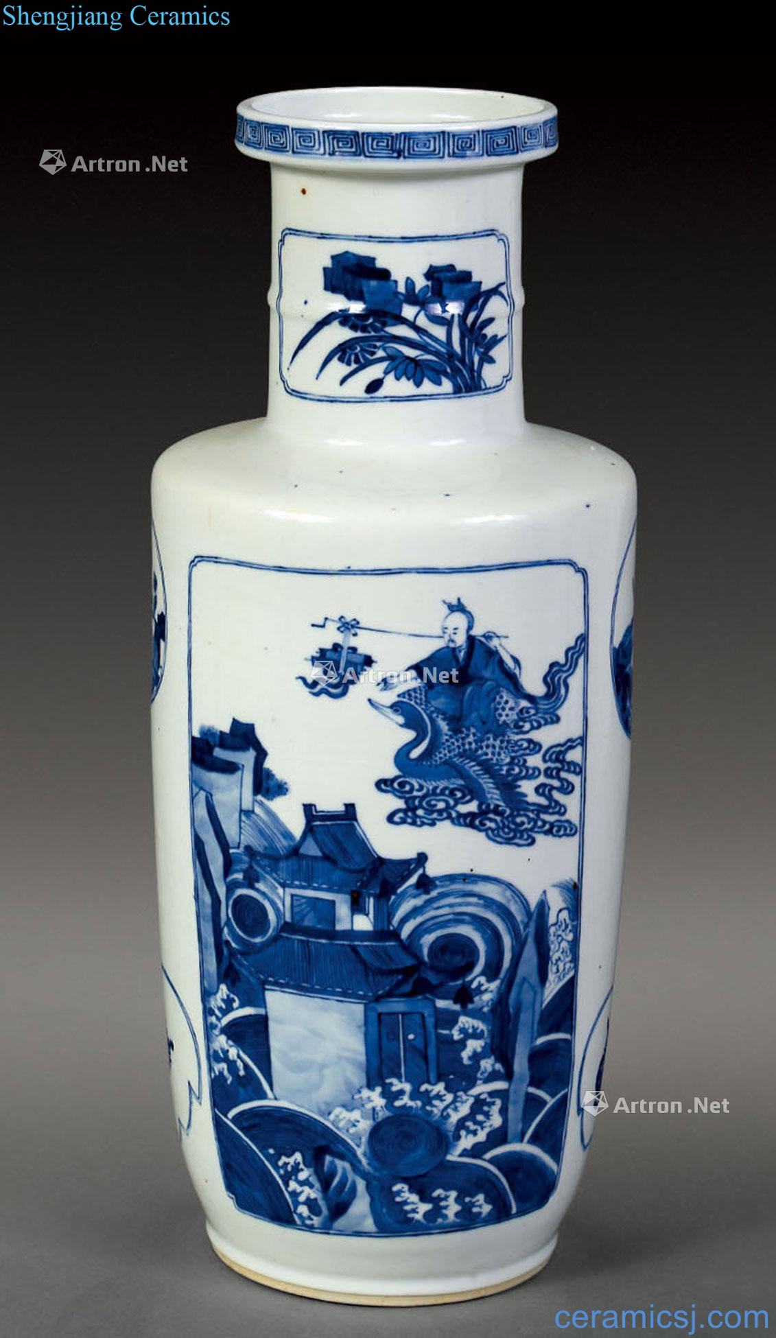 Qing porcelain medallion landscape characters were bottles