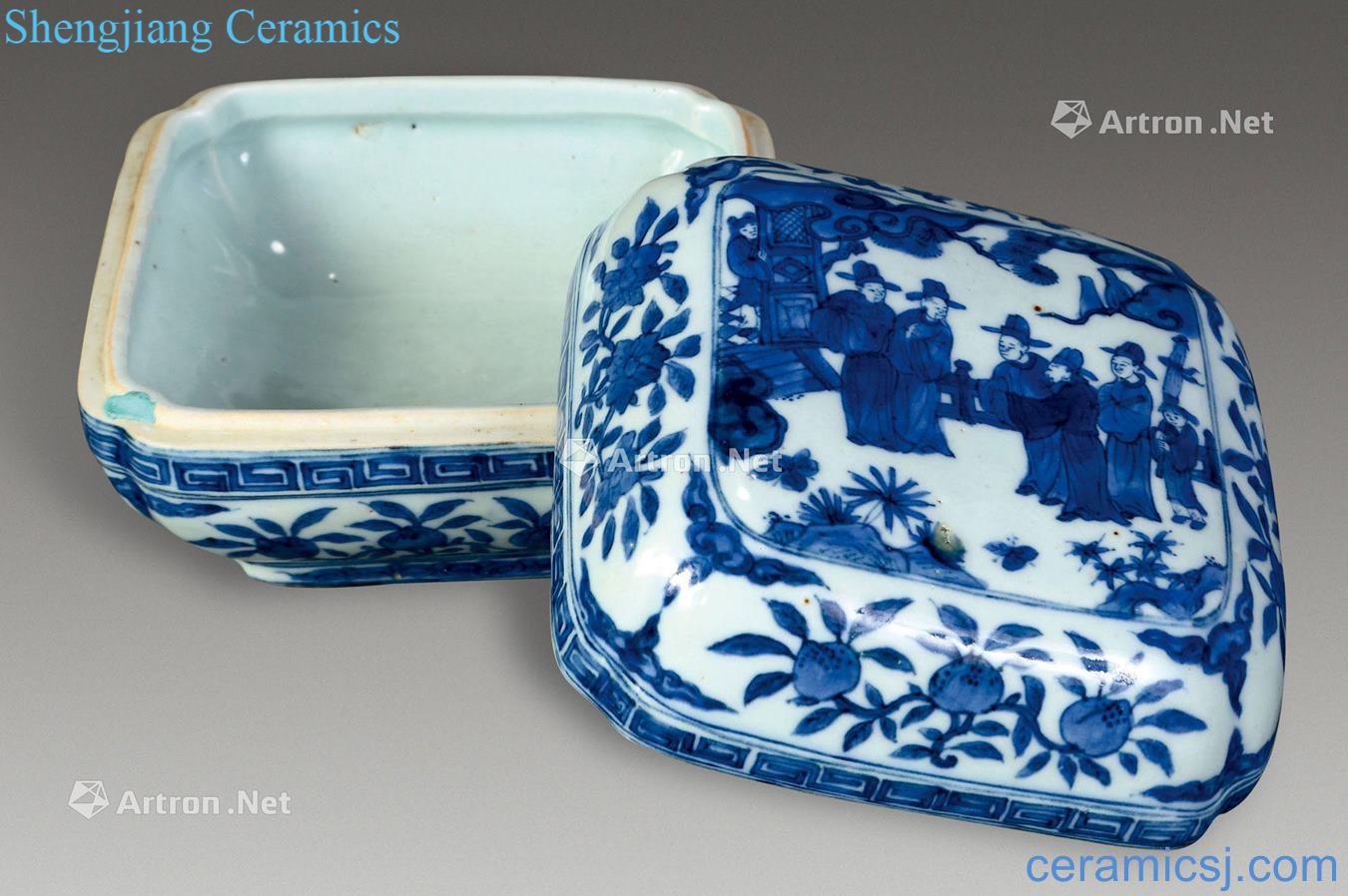 Ming Blue and white character Angle box