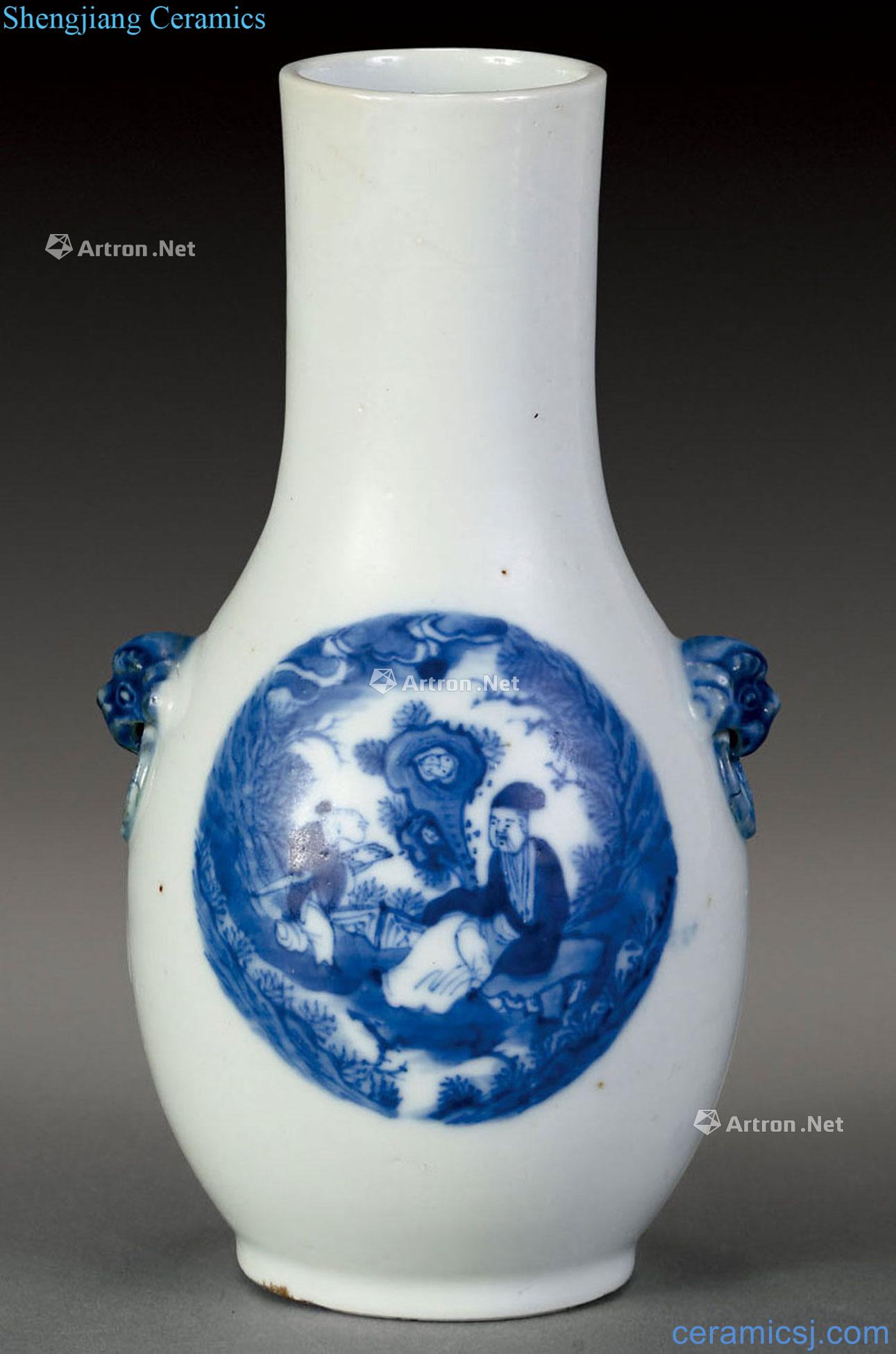 Qing porcelain medallion vase with a lion